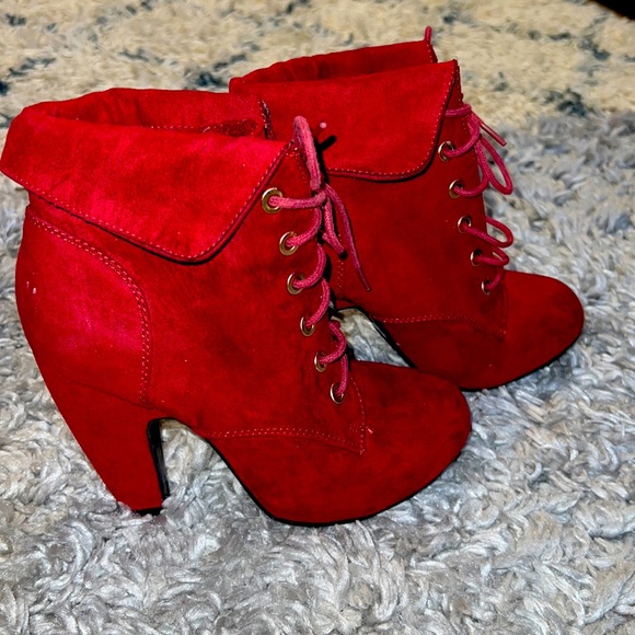 Red Ankle Booties - Picture 1 of 4